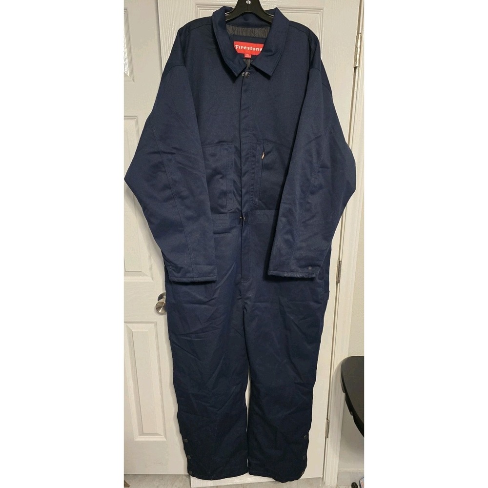 Firestone Mens Coveralls Water Resistant Twill Navy Quilted Overall Size 2XL NWT